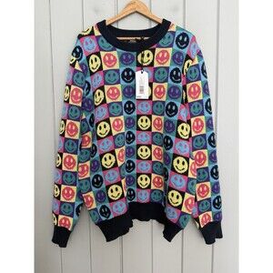 NWT Wesc Leon Pop Smiley Face Sweater Parisan Nights Men’s Large Women’s XL New